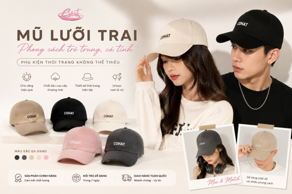 mũ lưỡi trai phong cách trẻ trung